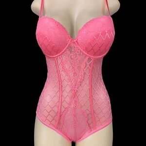 NEW Lingerie One-piece Bodysuit / Teddy Coral-Pink Color